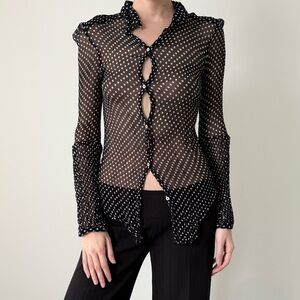 Free people sheer polka dot blouse